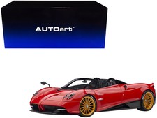 Pagani Huayra Roadster Rosso Monza Red and Carbon with Luggage Set 1/18 Model