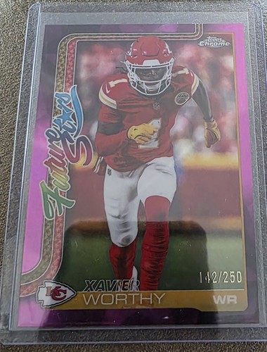 2025 Topps Chrome Xavier Worthy Future Stars Purple Refractor 142/250 Chiefs
