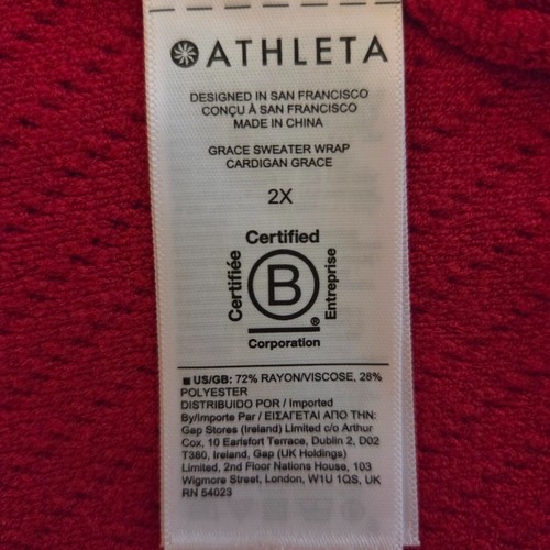 Nuevo con etiquetas Suéter Athleta Grace Cárdigan Envolvente Talla 2X Matador Rojo Recortado Informal Boho - Imagen 11 de 15