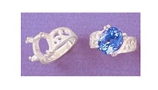  8x6-14x12mm Oval Fancy Offset Sterling Silver Pre-Notched Ring Setting Size 7