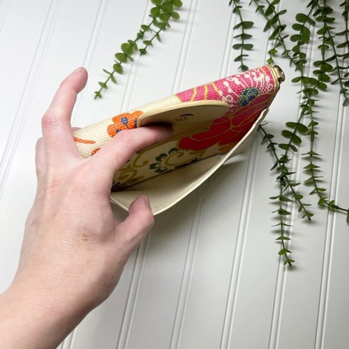 Spartina Leder & Blumen umlaufender Reißverschluss Handy Geldbörse/Handgelenktasche - fehlender Riemen - Bild 9 von 9