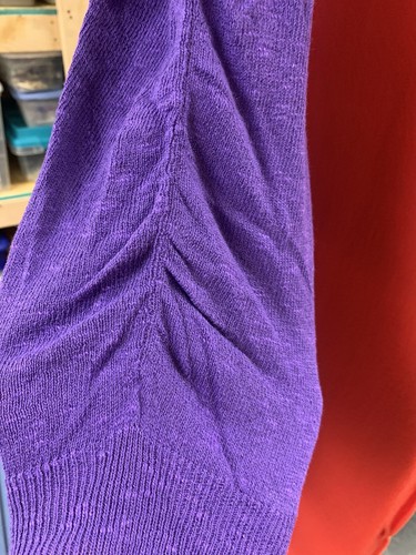 Women’s Cato Cardigan Sweater With 3/4” Elastic Puff Sleeves-XL-Purple - Picture 4 of 13