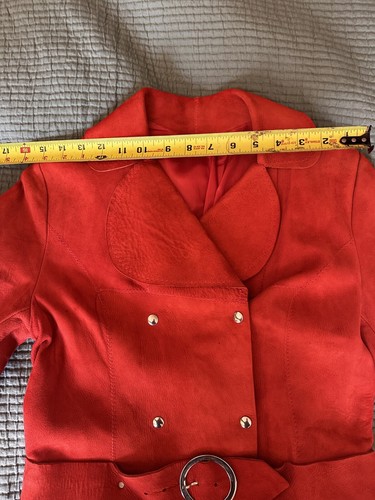 1960s 1970s Orange Suede Hippy Jacket XS Vintage MOD Spring Coat - Picture 21 of 22