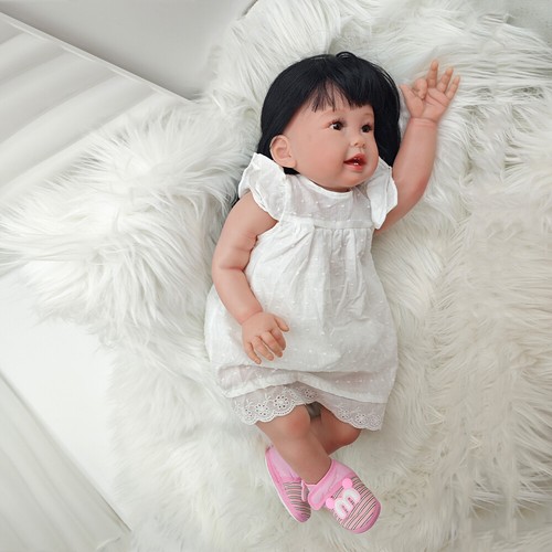 28 Zoll fertige Reborn Baby Puppe weiches Vinyl Mädchen Kleinkind Teegan lange Haare Geschenk - Bild 4 von 7