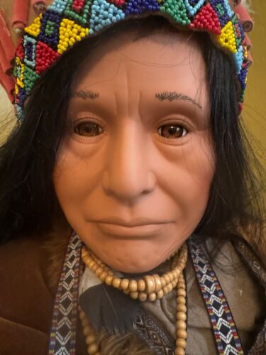 Vintage 4' Tall Porcelain Native American Doll Duck House Heirloom Numbered Ltd - Picture 3 of 13