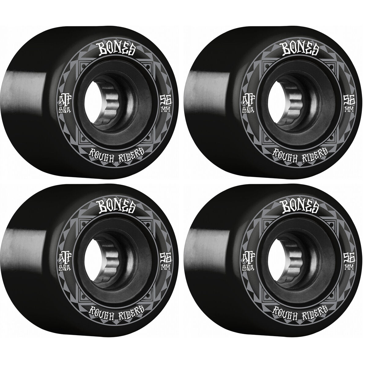 Bones Rough Riders Skateboard Wheels 56mm 80a- Black – Soul