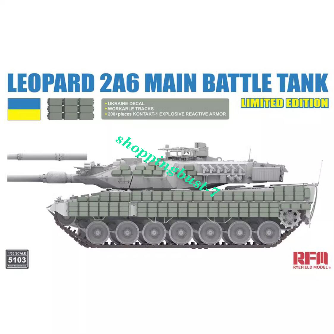 RYEFIELD 5103 Leopard 2A6 Main Battle Tank w/Ukraine Decal