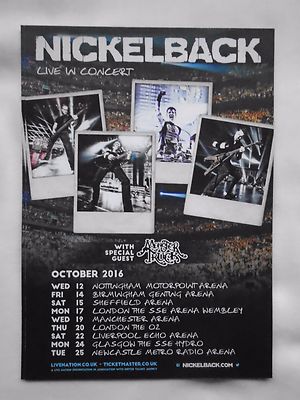 NICKELBACK Chad Kroeger Live in Concert 2016 UK Arena Tour Promotional flyer