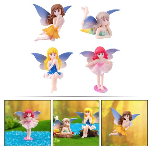 4Pcs Flower Fairy Miniatures Statue Resin Flower Fairy Figures Doll House - Picture 8 of 12