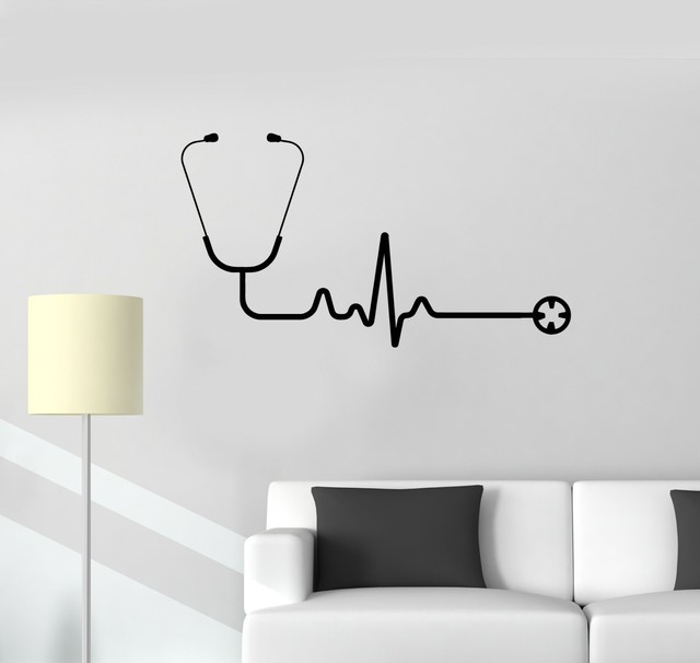 Vinyl Wall Decal Hospital Healthy Pulse Heart Clinic Medicine Stickers