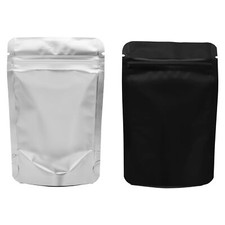 100 Black Frosted Window Mylar Foil Stand Up Zip Seal Bags 3x5" Rounded Corner