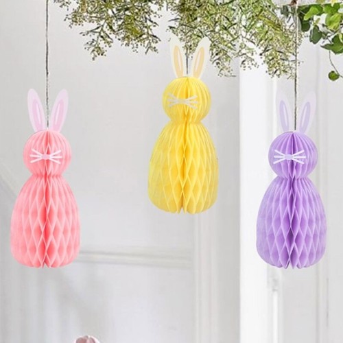 5pcs Easters Rabbit Honeycomb Decorations for Festival Table and Room Decoration - Picture 3 of 8