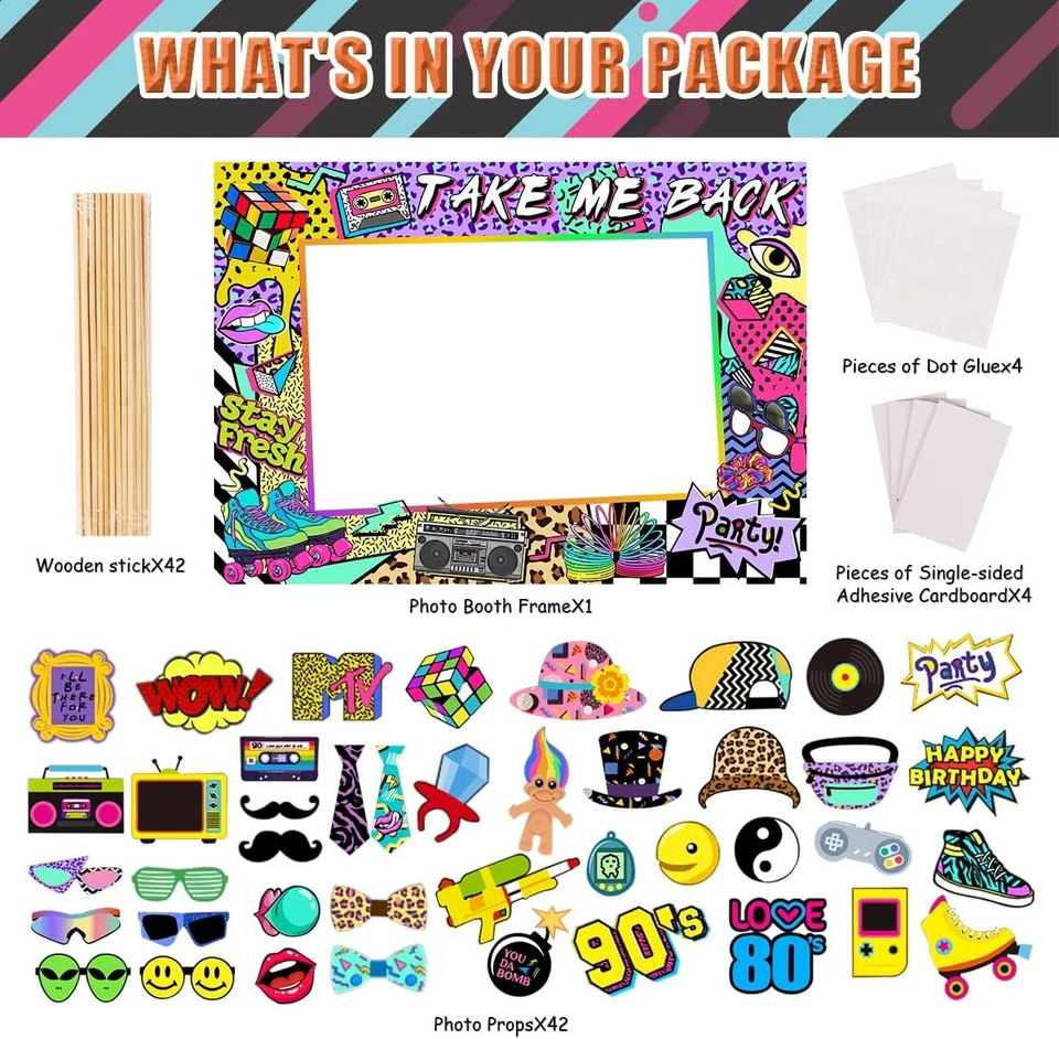 80S 90S Themed Party Decorations for Adults, 1990S Throwback Party Photo Booth P - Image 2 of 2