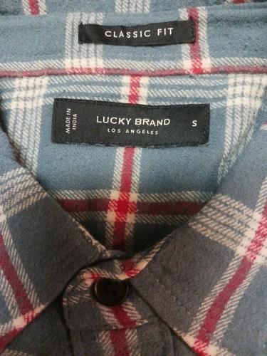 NWT Lucky Brand Blue Plaid Flannel Long Sleeve Shirt Men's Size Small - Picture 4 of 6