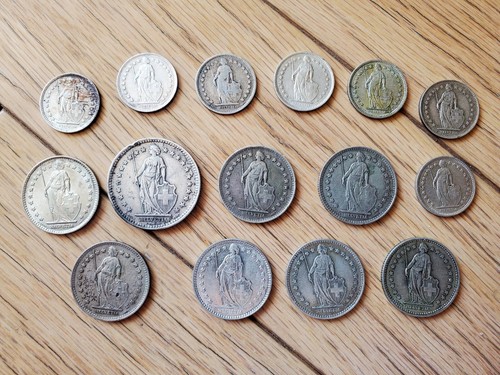 Switzerland Franc 1921 - 1963 Lot of 14 Silver Coins 0.835 Ag Swiss ~ World Coin - Picture 3 of 4