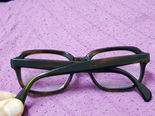 Vtg 60s men's Frames Eyeglasses frame Square Thick Italy tortoise brown rare - Picture 4 of 16