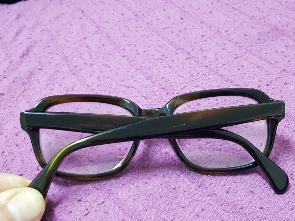 Vtg 60s men's Frames Eyeglasses frame Square Thick Italy tortoise brown rare  - Image 4 of 4