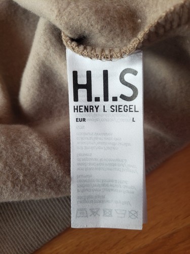 H.I.S. Sweatshirt beige Gr. L mit Logostickerei Reißverschluss Farbeinsatz - Bild 5 von 7