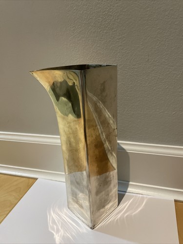 Polierte Edelstahl Putcher Vase um 1960 MCM signiert vom Künstler - Bild 3 von 8