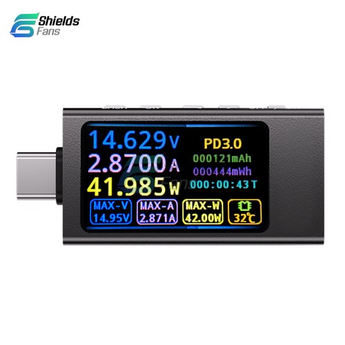 Probador de alimentación KWS-X1 tipo C medidor de corriente de voltaje multímetro USB-C DC4-30V 0-12A. - Imagen 1 de 24