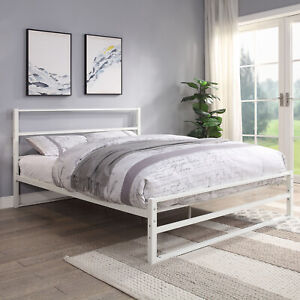 White Metal Bed Frame Modern Low Style Single Small Double King Size White Metal Bed Frame Modern Low, White Iron King Bed Frame