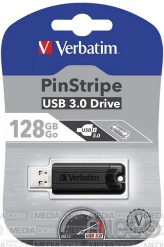 Verbatim USB 3.0 Stick 128GB Pin Stripe, schwarz
