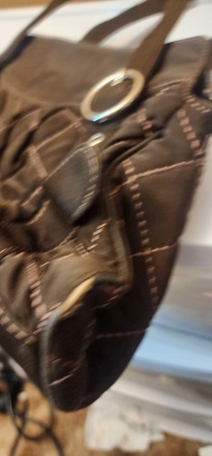 Vera Bradley Espresso Microfaser Umhängetasche Schultertasche Handtasche Blumenfutter - Bild 3 von 6