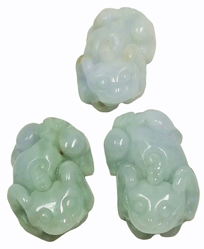 Colgante Pixiu Natural Jade Dragón Jadeíta Birmania Piedra Preciosa Fortuna sin tratar 3 piezas