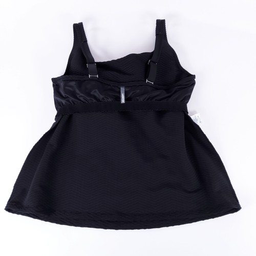 New Lands' End Women's Plus DD-Cup Textured Square Neck Tankini Top 517482 Black - Picture 7 of 10