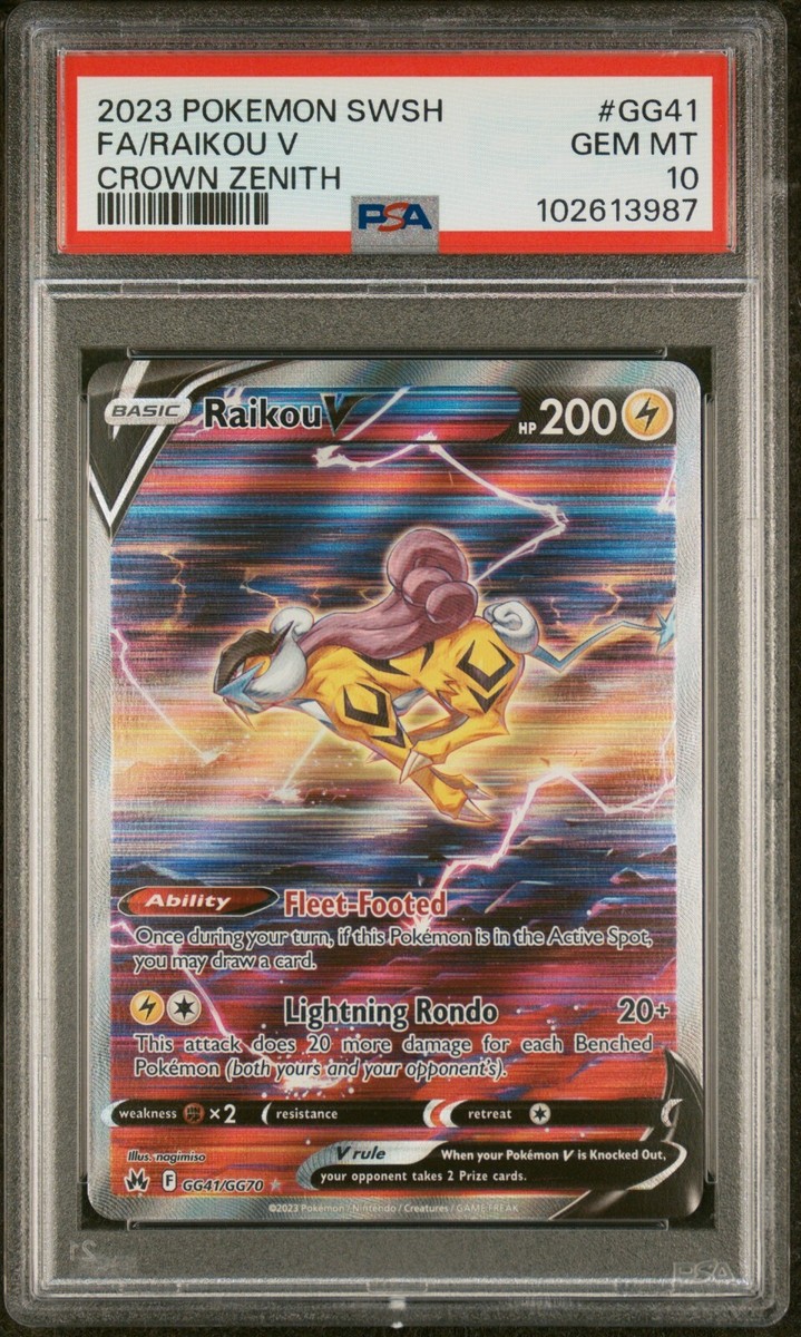PSA 10 - GEM MINT Pokémon TCG Raikou V Crown Zenith