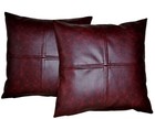 2 Oxblood Check Faux Leather Cushion Covers 16" 18" 20" Scatter Pillows