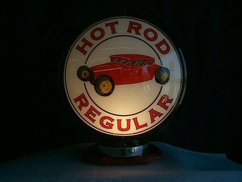 gas pump globe HOT ROD REGULAR reproduction 2 glass faces & LAMP STAND - Picture 1 of 1