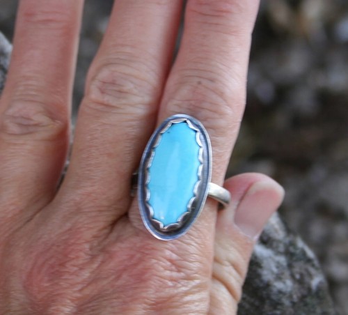 Sleeping Beauty Turquoise Ring 925 Sterling Silver Handmade Daily Wear Ring - 第 5/9 張圖片