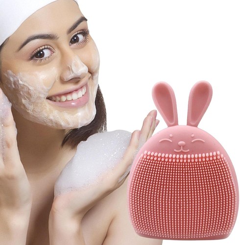 Esponja de silicona para huevos de conejito cepillo de maquillaje limpiador facial rosa - Imagen 15 de 17