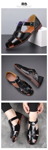 Roman Style Mens Closed Toe Sandals Buckle Flats Casual Business Shoes Summer Sz - Picture 11 of 28