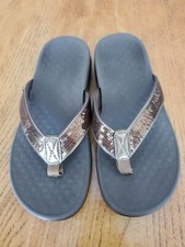 Vionic Tide Brown Sequined Flip Flops Women's Size 5