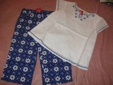 Gymboree Santorini Sweetie Beaded Embroidered Top  Capris Set Sz 5 6 7 Slim NWT