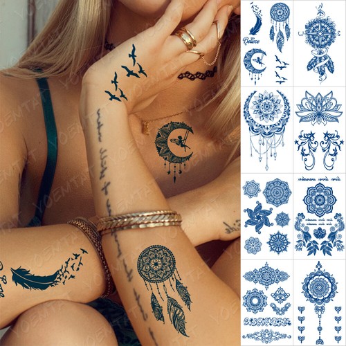 8pcs Ink Lasting Waterproof Tattoo Sticker Women Girl Arm Mandala Henna Feather | eBay 8pcs Ink Lasting Waterproof Tattoo Sticker Women Girl Arm Mandala Henna Feather | eBay