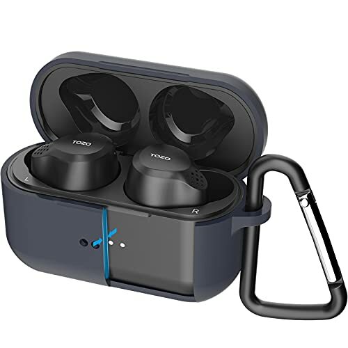 TOZO NC7 Ohrhörer Schutzhülle Silikon Case Stoßfest Soft Skin Cover + Karabiner - Bild 5 von 22