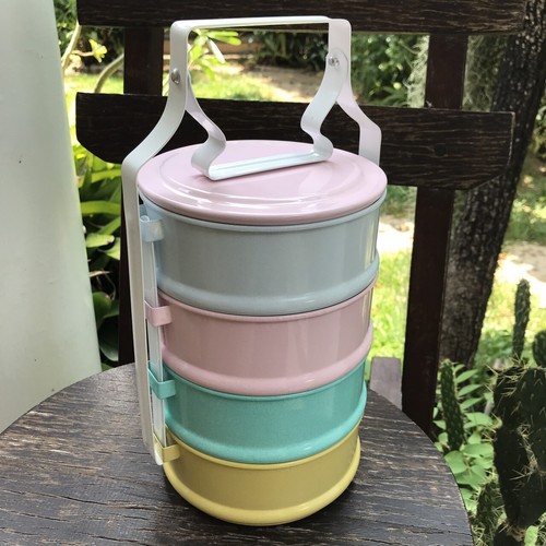 Thai Traditionell Emaille Ausgefallen Tiffin Mehrfarbig Brotdose Pinto 14 cm X4 Stapel - Bild 58 von 131