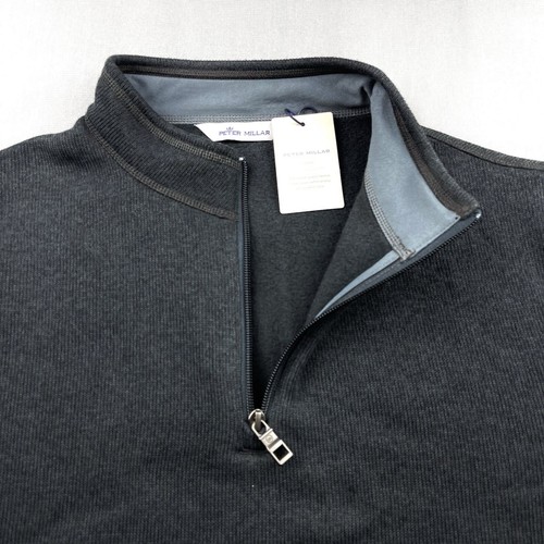 Peter Millar Crown Fleece Quarter Zip Pullover Sweater Black 2XL $160 - Picture 4 of 7