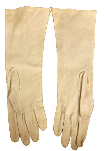VTG 1950s Heavily Gold Beaded Ivory Gloves 13½ "X 8" Size 7 - Picture 6 of 13