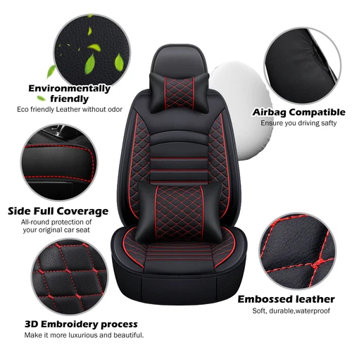 For Chevrolet Car Seat Covers Luxury PU Leather 5-Seats Set Cushion Universal - Foto 13 di 26