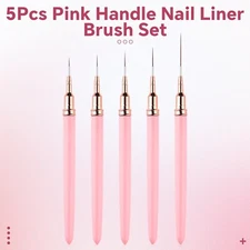 Ultra-Thin French Nail Art Liner 5Pcs Pink  7/9/12/15/25mm DIY Painting Brush