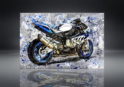 Leinwandbild BMW S1000RR Abstrakt Motorrad Bilder Wohnzimmer Deko Wandbild