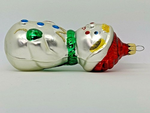 Kurt Adler ornamento pupazzo di neve che tiene canna di caramelle vetro soffiato - Foto 4 di 6