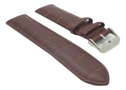 24mm Italian Genuine Leather Italy Dark Brown Croc Watch Band Strap - Picture 2 of 3