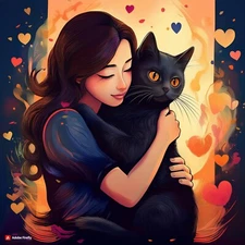 Black Cat Digital Positive Wallpaper Image Ai Background Mobile Free FEED