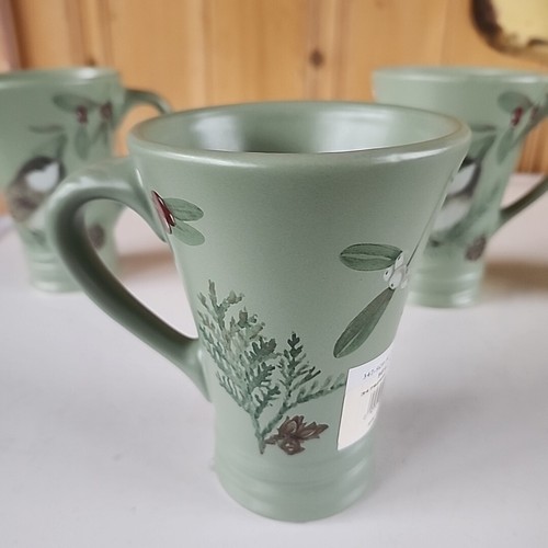 Vintage Set 4 Pfaltzgraff Winterwood Chickadee Tall Coffee Latte Coffee Mugs Cup - Picture 4 of 15