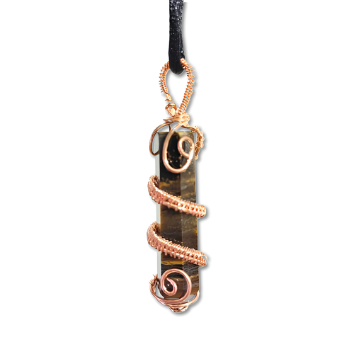 Tigers Eye Pendant Copper Scroll Gemstone Grounding & Focus Necklace Jewellery - Picture 2 of 16